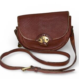 Dooney & Bourke All Weather Leather Saddle Bag Brown Flap Crossbody Vintage